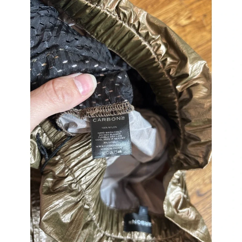 Carbon‎ 38 Metallic Swishy Cargo Nylon Jogger Pants NWT Athleisure Small Pockets